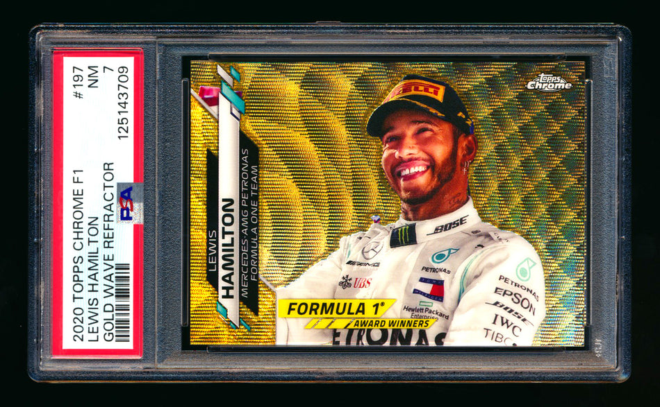 2020 Topps Chrome F1 #197 Lewis Hamilton RC Gold Wave Refractor #05/50 PSA 7 ** (SOLD eBay - $249.00 - 2/6/2026) **