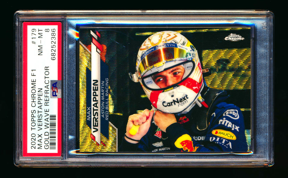 2020 Topps Chrome F1 #179 Max Verstappen RC Gold Wave Refractor #18/50 PSA 8 ** (SOLD eBay - $295.00 - 2/8/2026) **