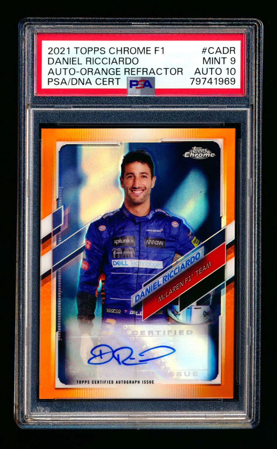 2021 Topps Chrome F1 #CA-DR Daniel Ricciardo Orange Refractor Autograph #23/25 PSA 9 DNA 10 ** (SOLD - $400.00 - 4/14/2026) **
