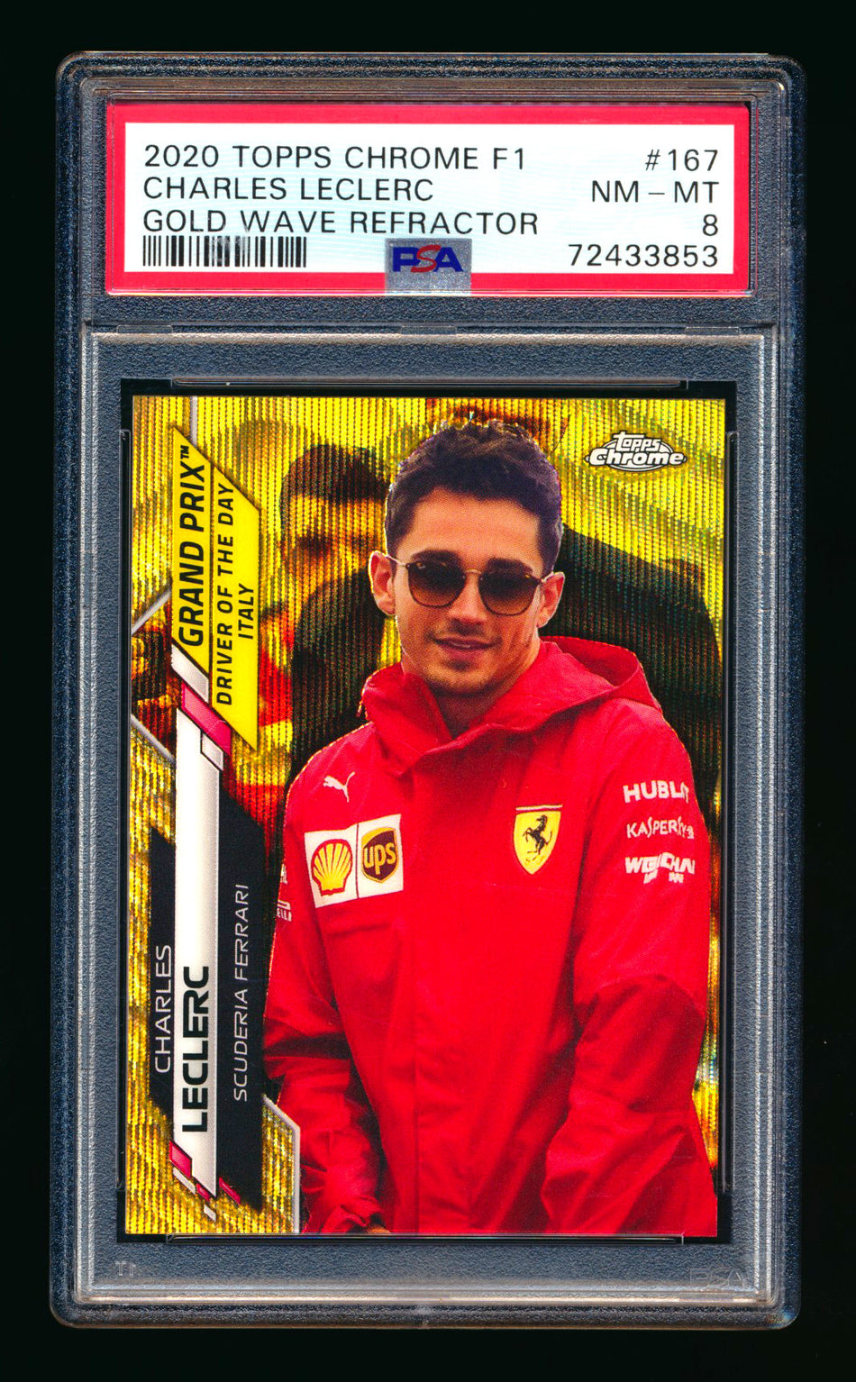 2020 Topps Chrome F1 #167 Charles Leclerc RC Gold Wave Refractor #36/50 PSA 8 ** (SOLD eBay - $129.00 - 2/3/2026) **