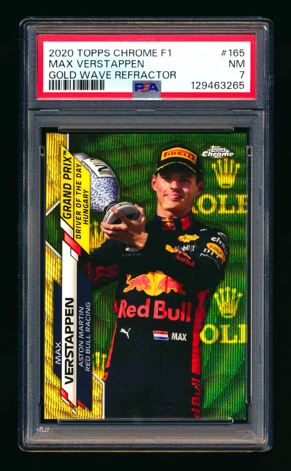 2020 Topps Chrome F1 #165 Max Verstappen RC Gold Wave Refractor #49/50 PSA 7 ** (SOLD eBay - $189.00 - 2/8/2026) **