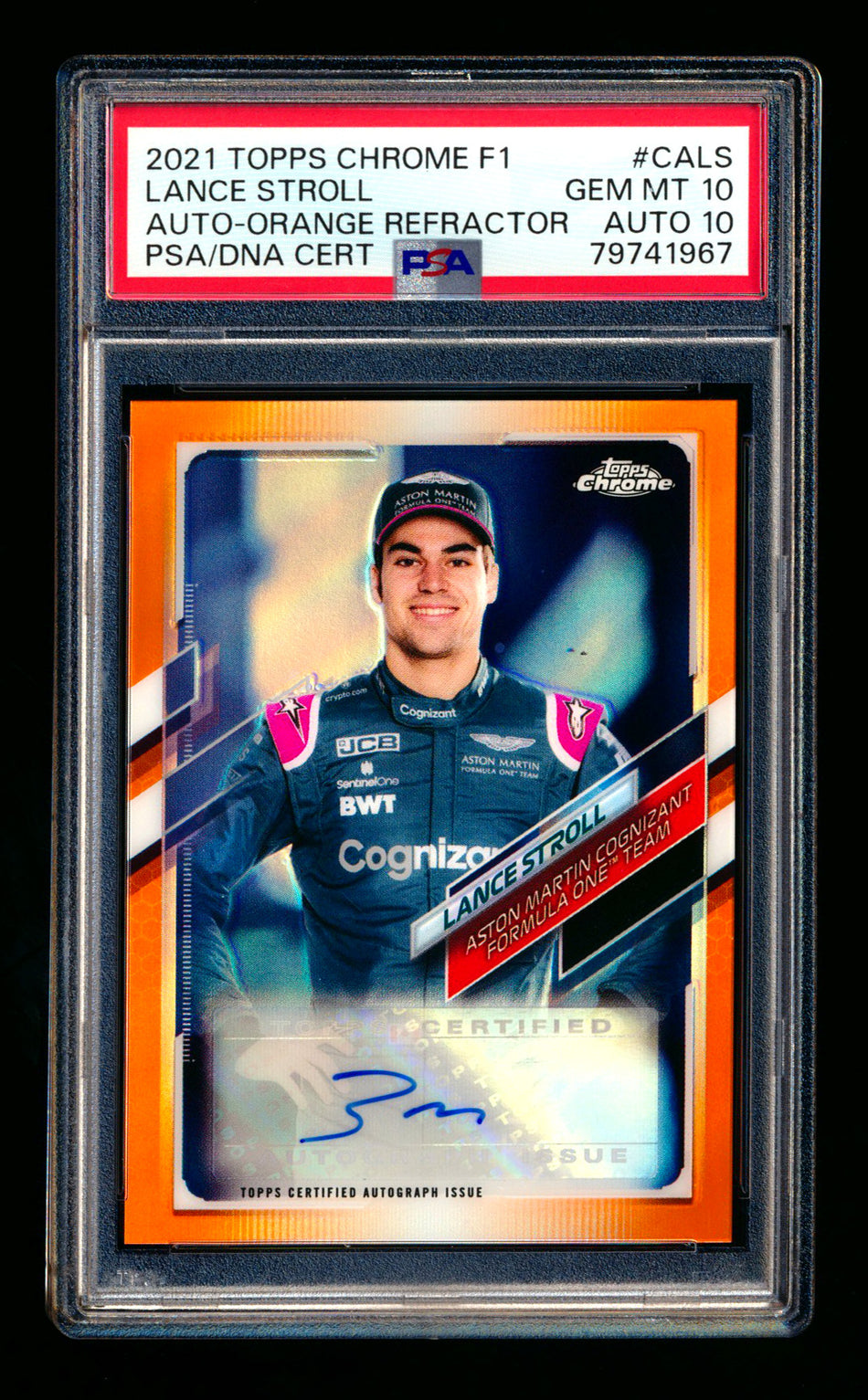 2021 Topps Chrome F1 #CA-LS Lance Stroll Orange Refractor Autograph #24/25 PSA 10 DNA 10 - POP 1!