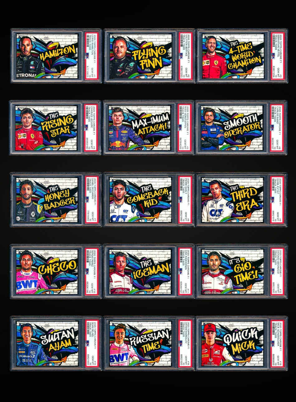 2020 Topps Chrome F1 Track Tags Refractor Complete Set PSA 10 Gem Mint (15 Card Set) ** (SOLD - $1,595.00 - 8/16/2025) **