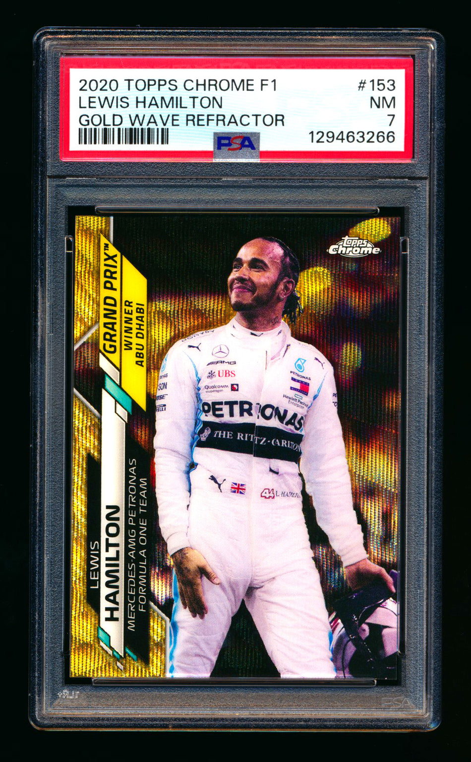2020 Topps Chrome F1 #153 Lewis Hamilton RC Gold Wave Refractor #45/50 PSA 7 ** (SOLD eBay - $189.00 - 2/6/2026) **