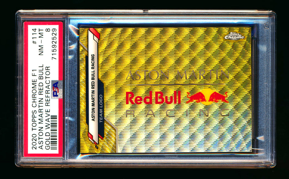 2020 Topps Chrome F1 #114 Aston Martin Red Bull Team Logo RC Gold Wave Refractor #27/50 PSA 8  ** (SOLD eBay - $379.00 - 2/16/2026) **