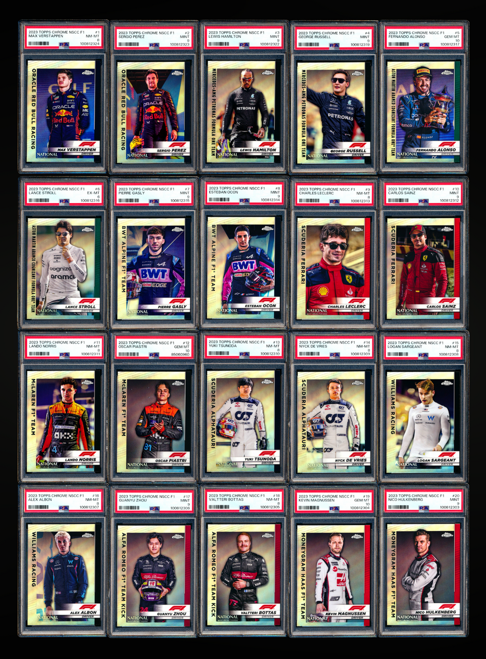 2023 Topps Chrome NSCC F1 Driver Portrait Refractor Complete Set PSA (20 Card Set)