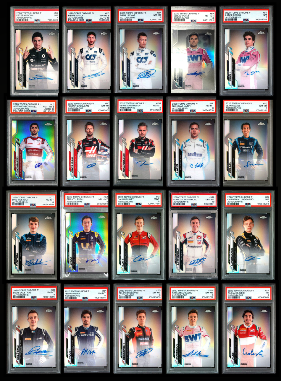 2020 Topps Chrome F1 Refractor Autograph Set PSA (49 Card Set)