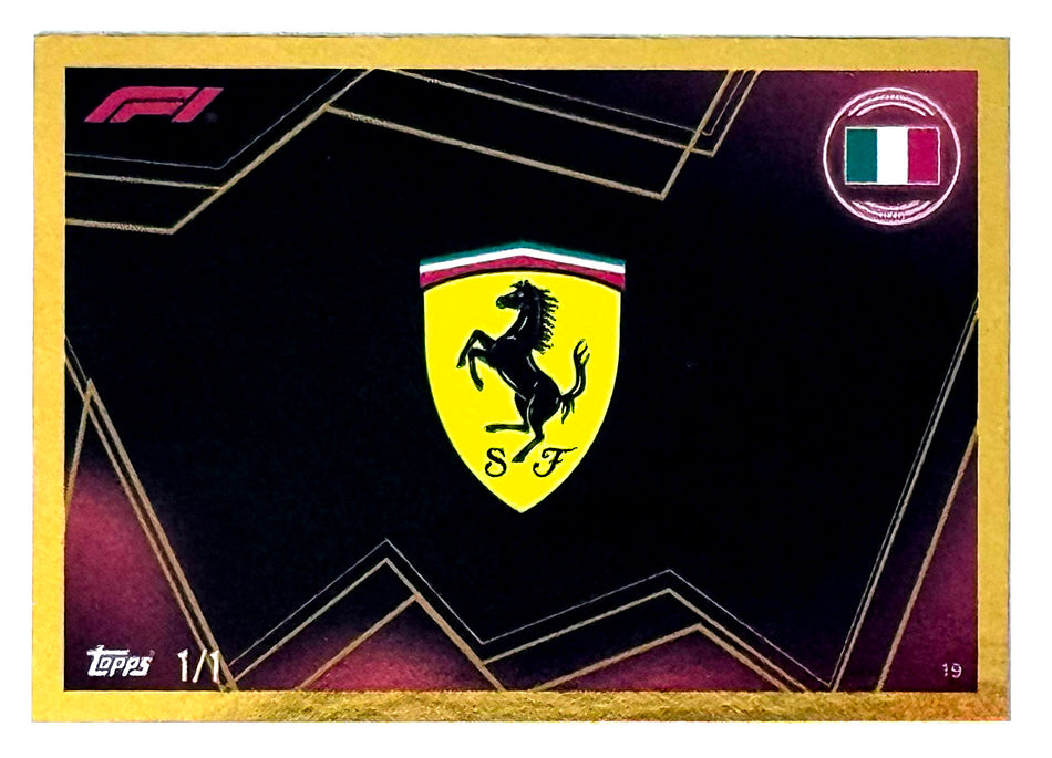 2023 Topps F1 Turbo Attax #19 Scuderia Ferrari Team Logo Gold Foil #1/1 ** (SOLD - $3,000.00 - 7/4/2026) **