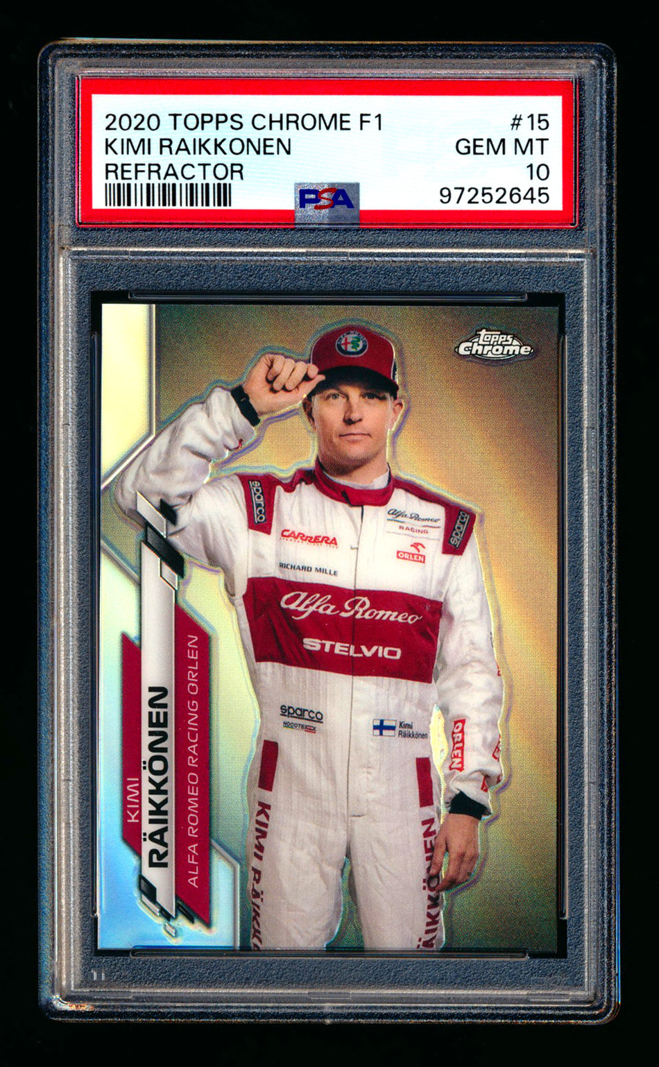 2020 Topps Chrome F1 #15 Kimi Raikkonen RC Refractor Portrait PSA 10