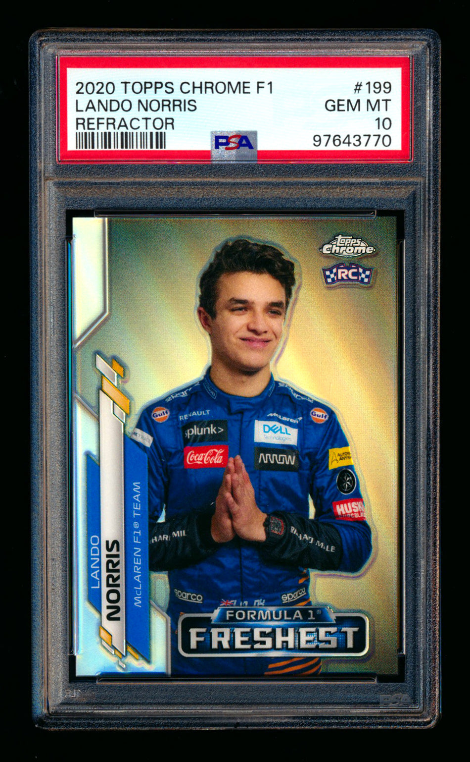 2020 Topps Chrome F1 #199 Lando Norris RC Refractor PSA 10 ** (SOLD eBay - $99.00 - 1/14/2025) **