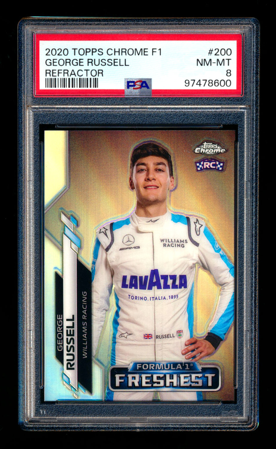 2020 Topps Chrome F1 #200 George Russell RC Refractor PSA 8 ** (SOLD eBay - $18.00 - 1/10/2025) **