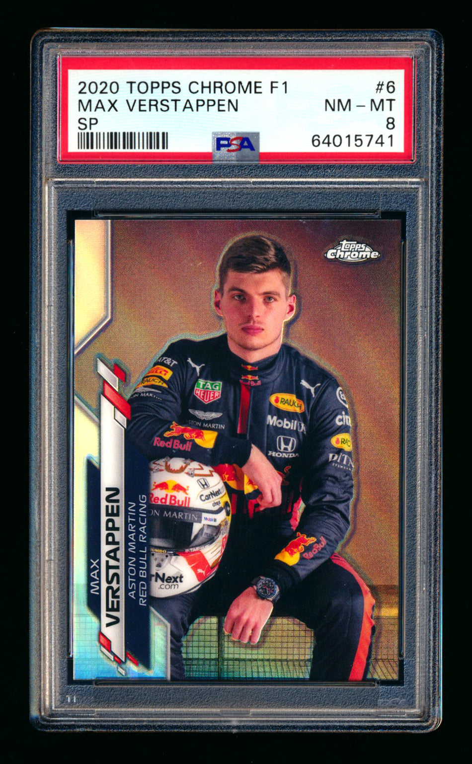 2020 Topps Chrome F1 #6 Max Verstappen RC Refractor Image Variation SP PSA 8