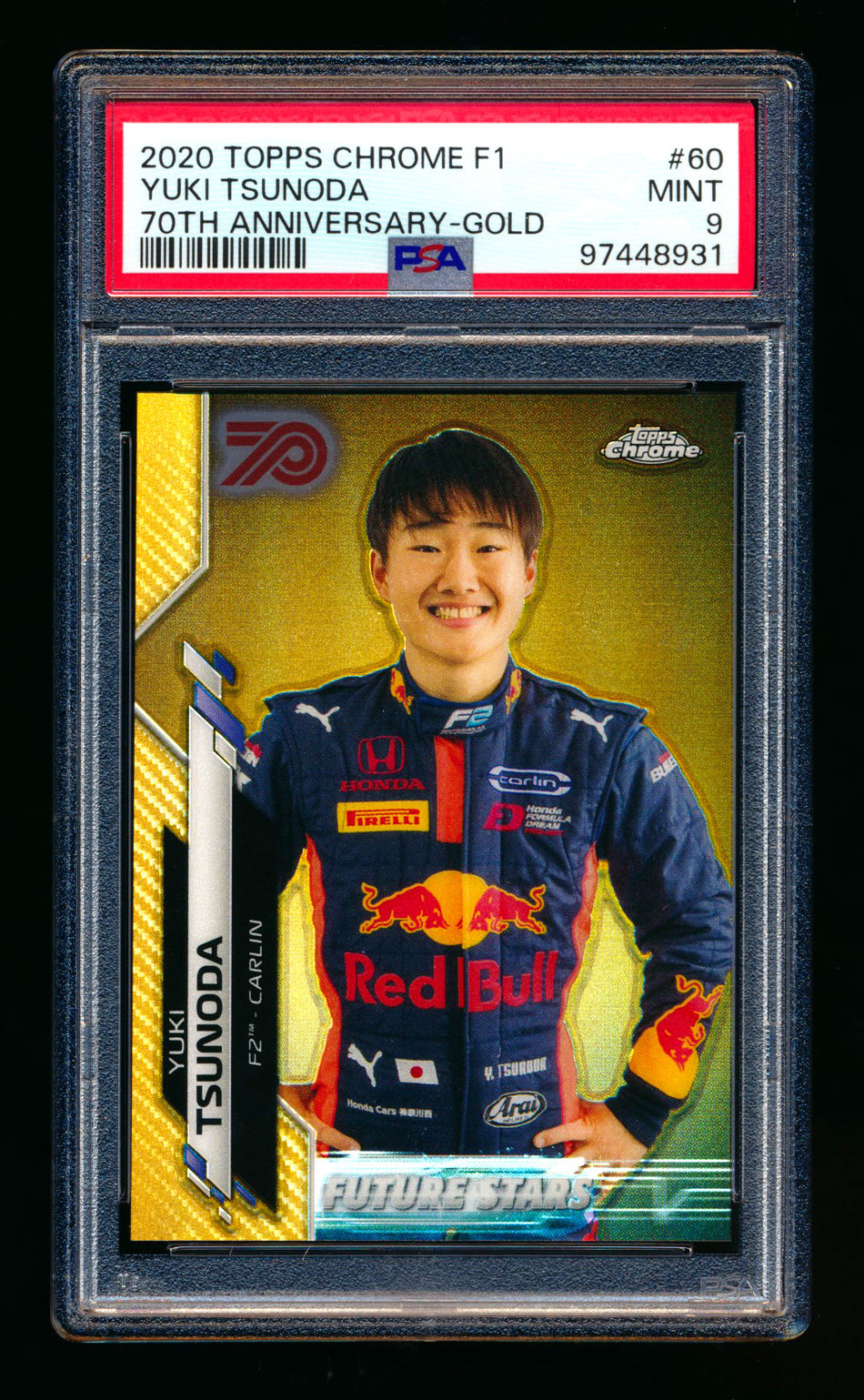2020 Topps Chrome F1 #60 Yuki Tsunoda RC 70th Anniversary Gold Refractor PSA 9 ** (SOLD - $29.00 - 12/30/2024) **