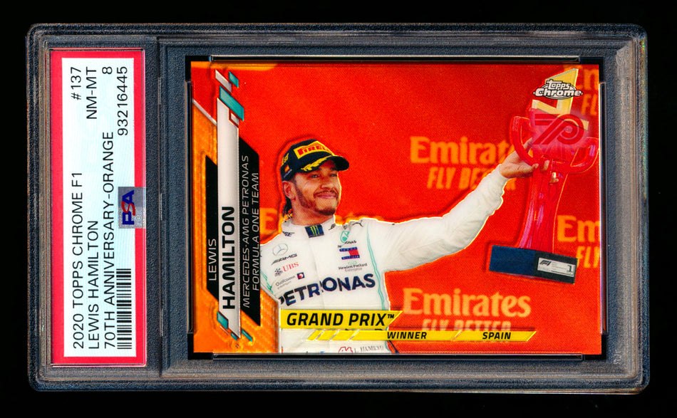 2020 Topps Chrome F1 #137 Lewis Hamilton RC 70th Anniversary Orange Refractor PSA 8 ** (SOLD - $69.00 - 12/27/2024) **