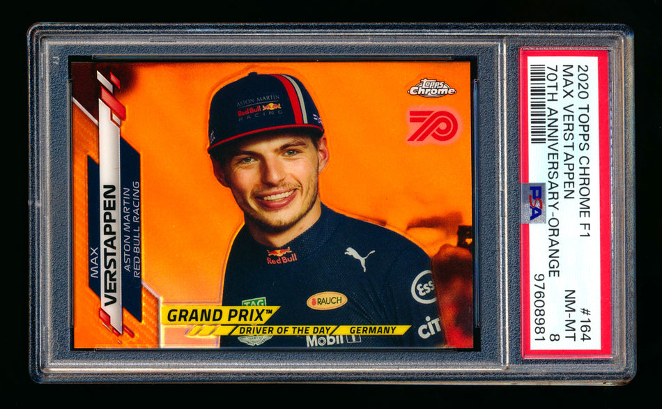 2020 Topps Chrome F1 #164 Max Verstappen RC 70th Anniversary Orange Refractor PSA 8 ** (SOLD - $79.00 - 12/27/2024) **