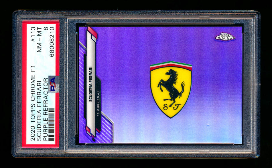 2020 Topps Chrome F1 #113 Scuderia Ferrari Team Logo RC Purple Refractor #100/399 PSA 8