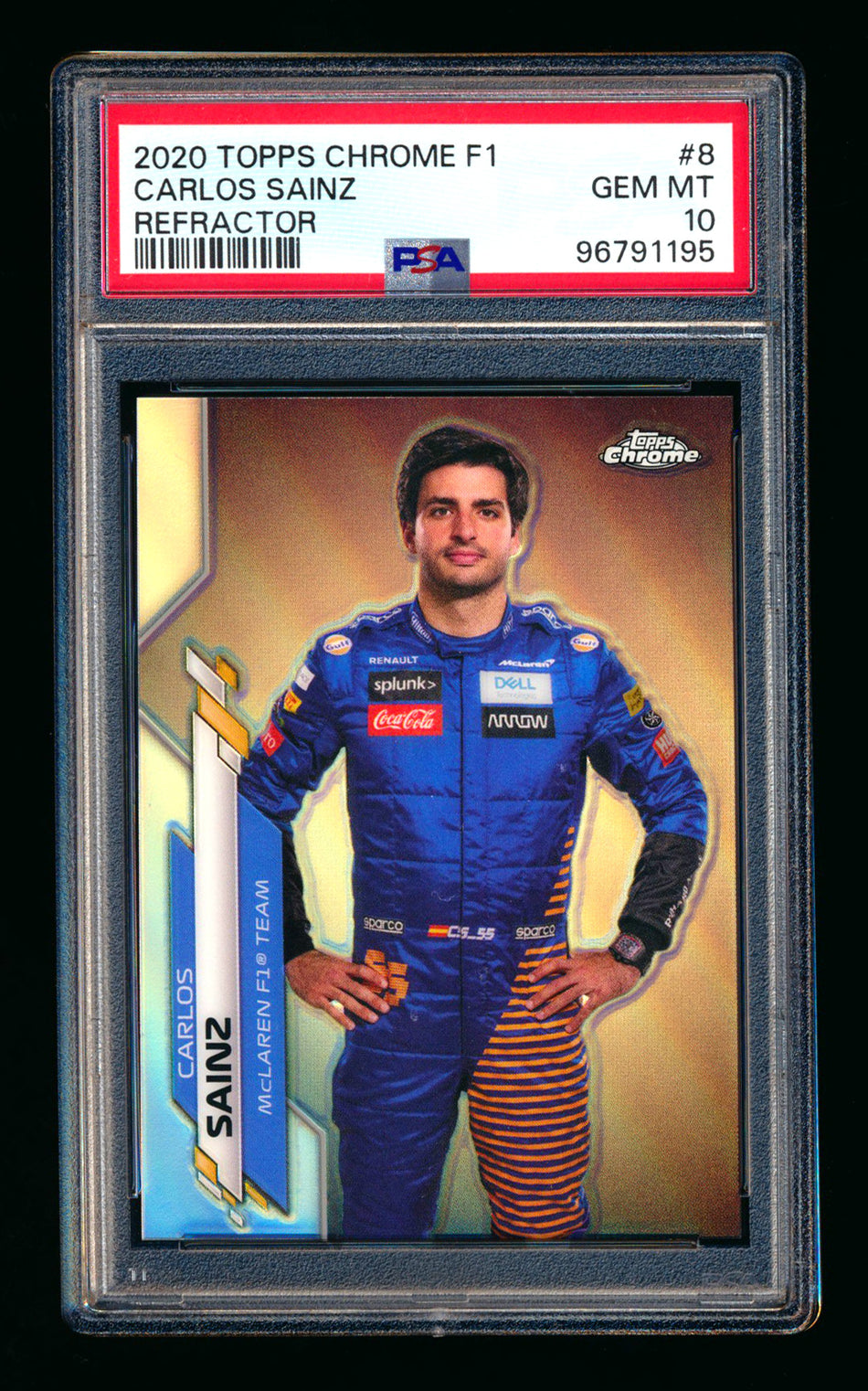 2020 Topps Chrome F1 #8 Carlos Sainz RC Refractor Portrait PSA 10