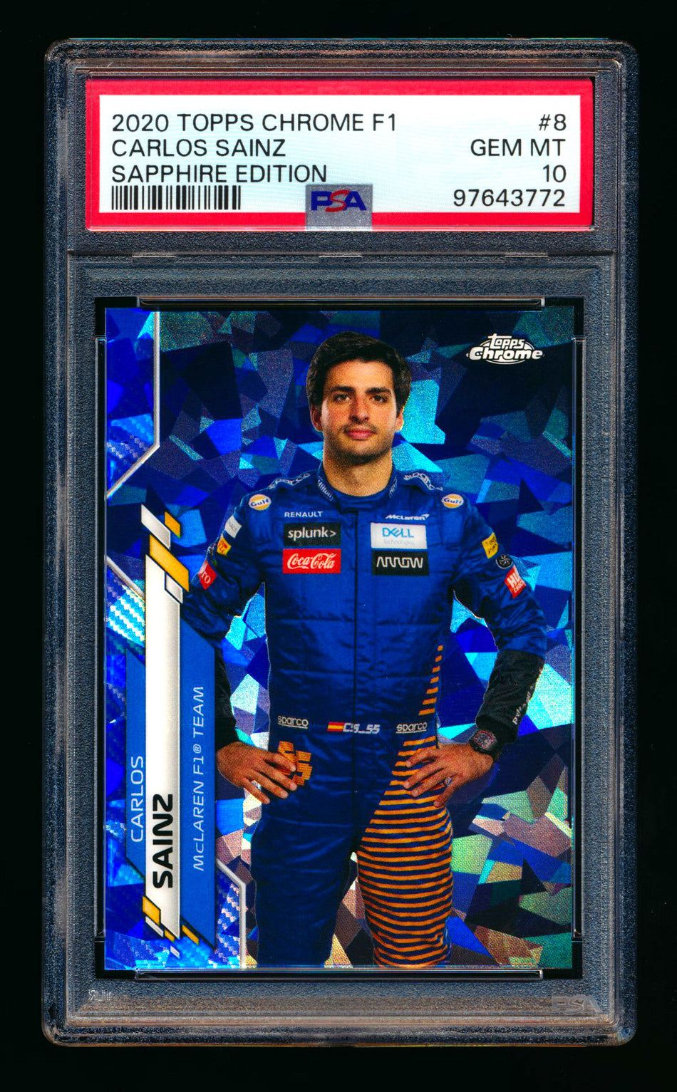 2020 Topps Chrome Sapphire F1 #8 Carlos Sainz RC Refractor Portrait PSA 10 ** (SOLD eBay - $40.00 - 1/16/2025) **