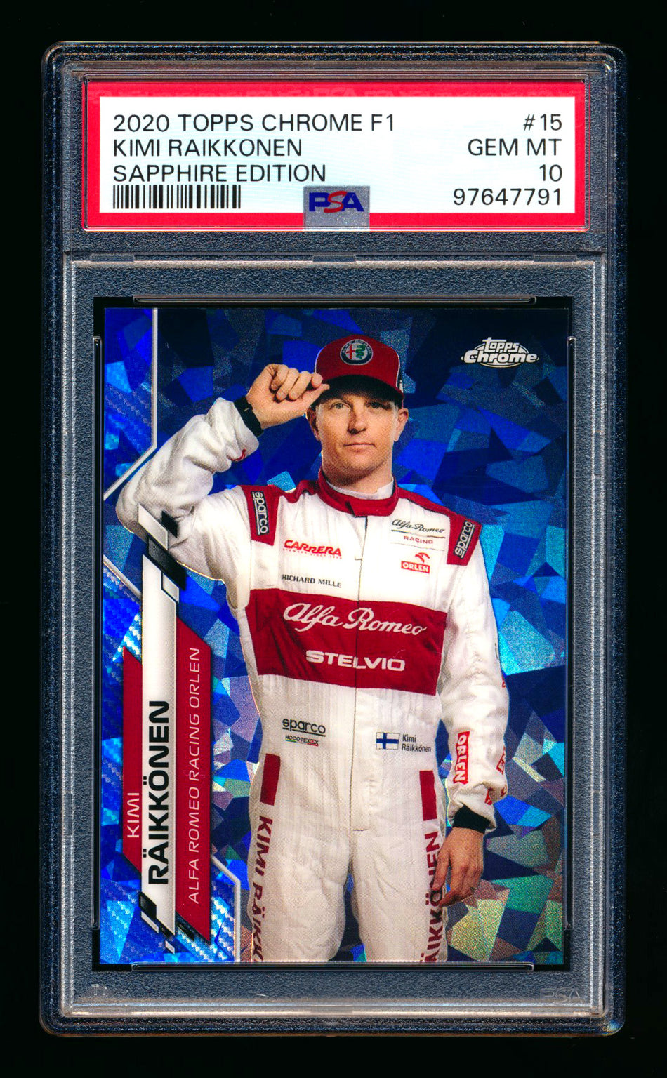 2020 Topps Chrome Sapphire F1 #15 Kimi Raikkonen RC Refractor Portrait PSA 10 ** (SOLD - $49.00 - 12/20/2024) **