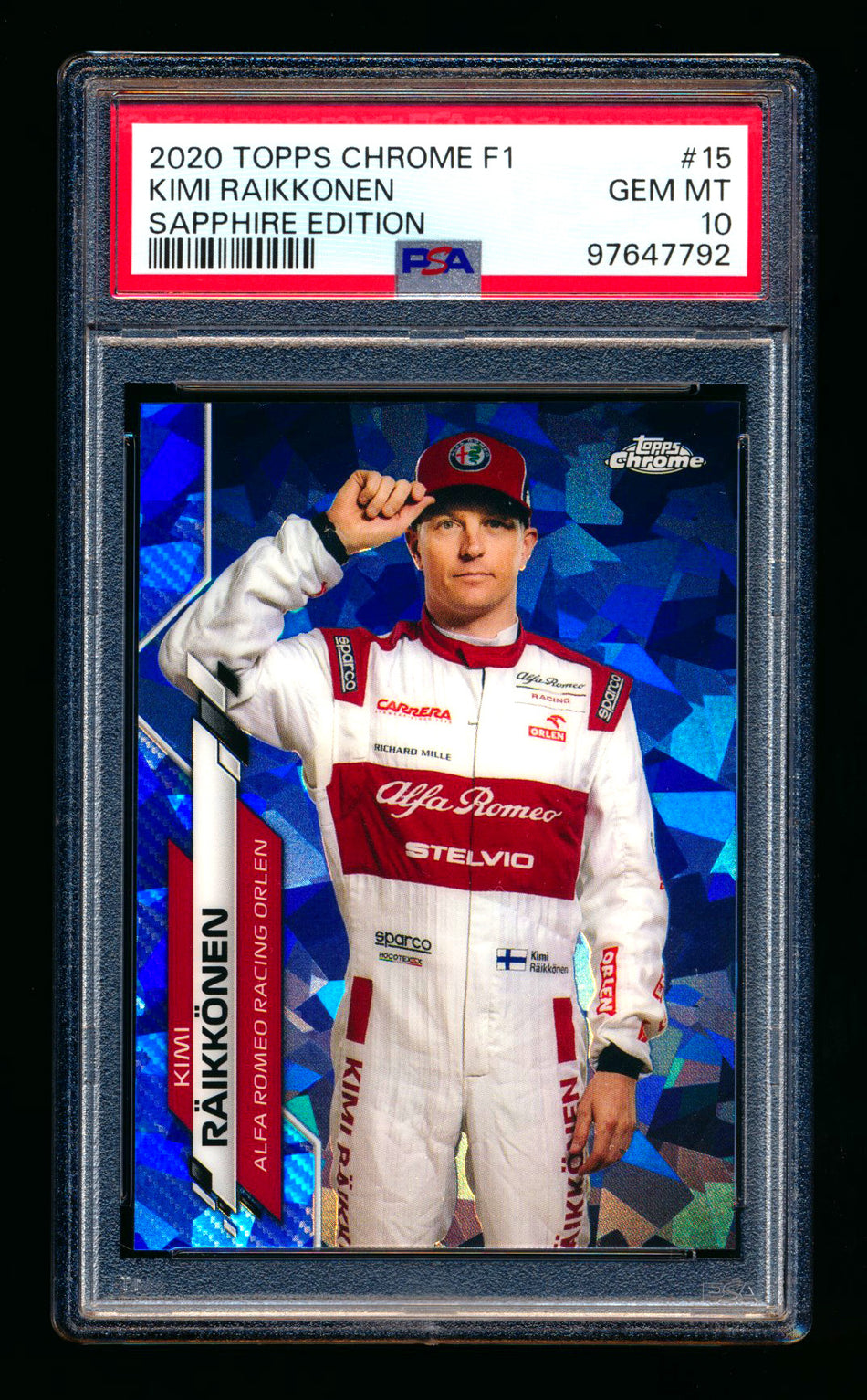 2020 Topps Chrome Sapphire F1 #15 Kimi Raikkonen RC Refractor Portrait PSA 10 ** (SOLD - $55.00 - 12/24/2024) **