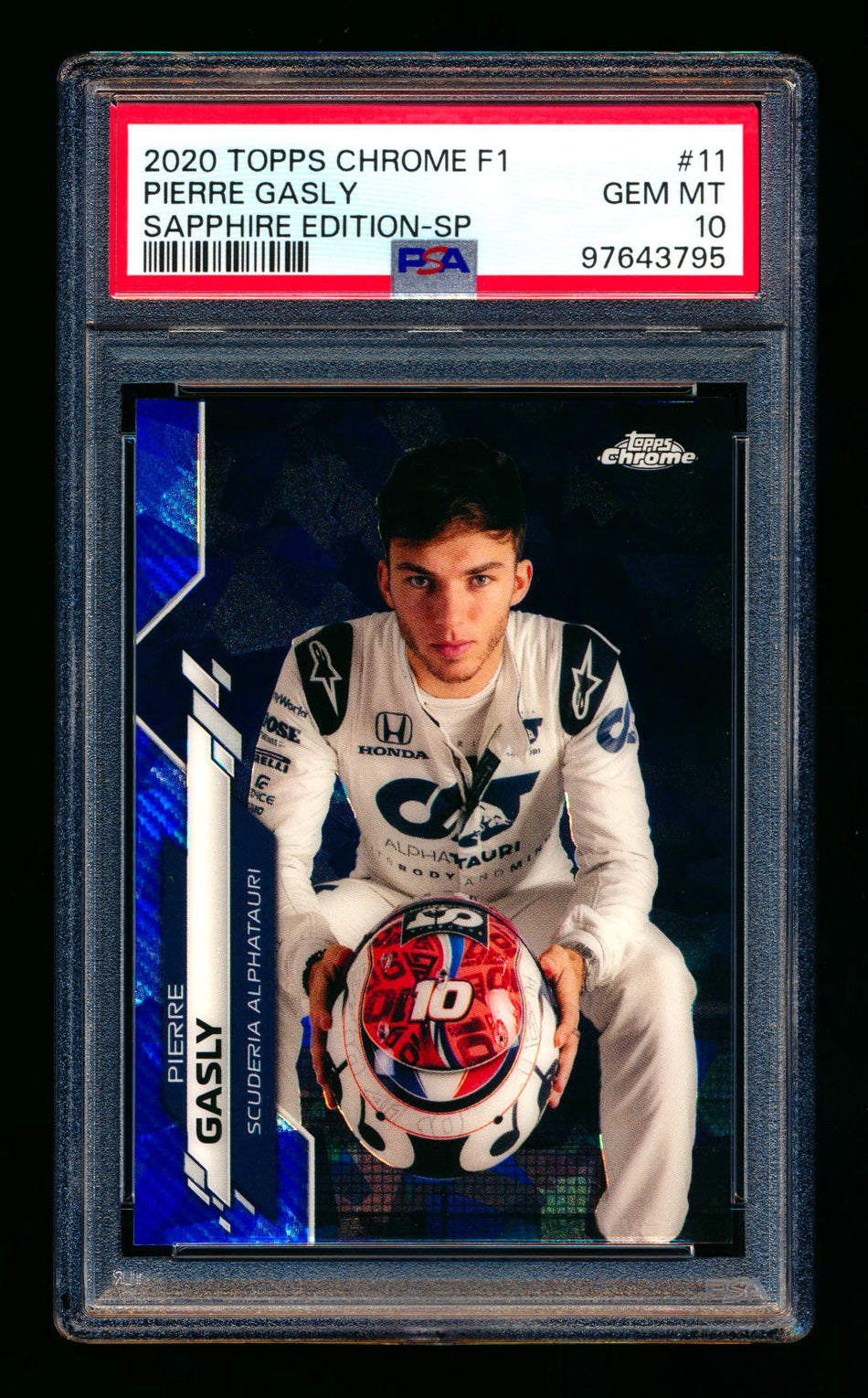 2020 Topps Chrome Sapphire F1 #11 Pierre Gasly RC Refractor Image Variation SP PSA 10 ** (SOLD eBay - $89.00 - 2/19/2025) **