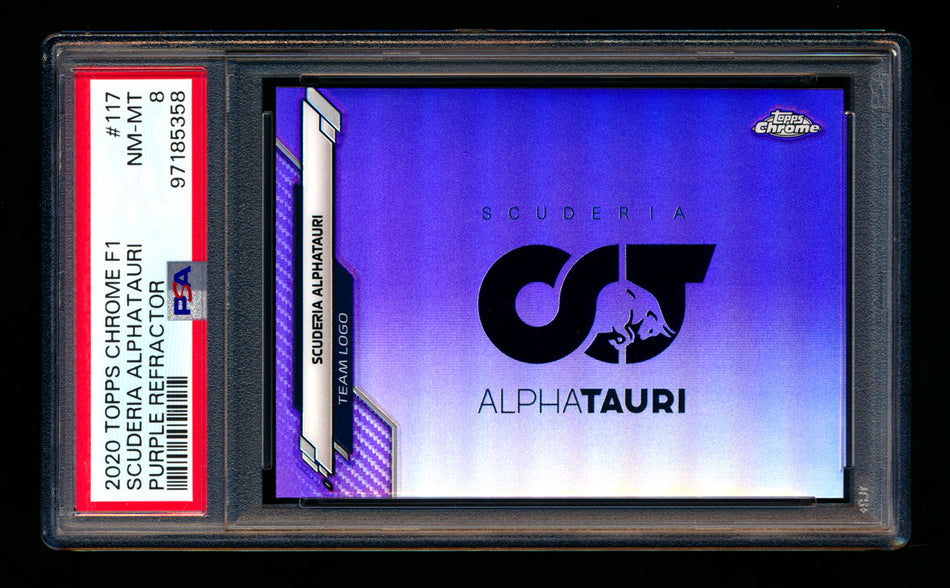 2020 Topps Chrome F1 #117 Scuderia Alphatauri Team Logo RC Purple Refractor #368/399 PSA 8 ** (SOLD eBay - $22.00 - 12/29/2024) **