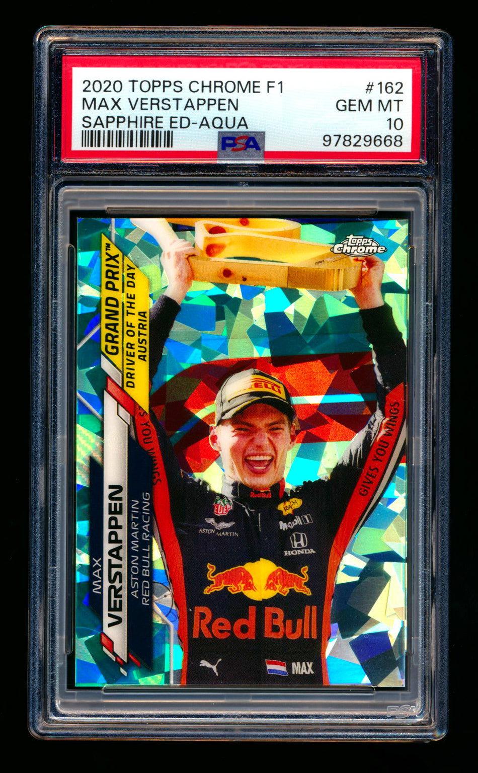 2020 Topps Chrome Sapphire F1 #162 Max Verstappen RC Aqua Refractor #90/99 PSA 10 ** (SOLD - $349.00 - 12/20/2024) **