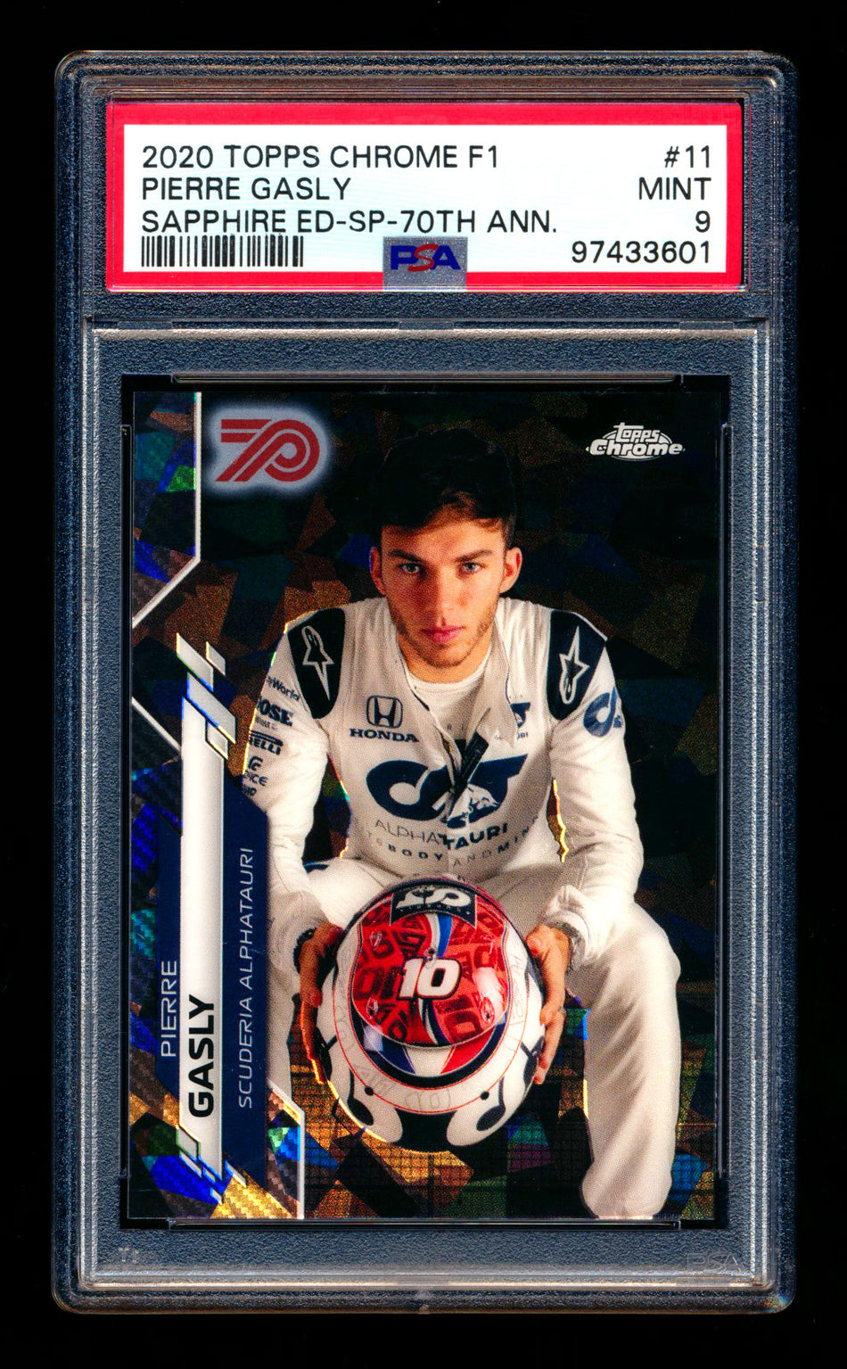 2020 Topps Chrome Sapphire F1 #11 Pierre Gasly RC 70th Silver Refractor Image Variation SP #68/70 PSA 9 ** (SOLD - $139.00 - 12/29/2024) **