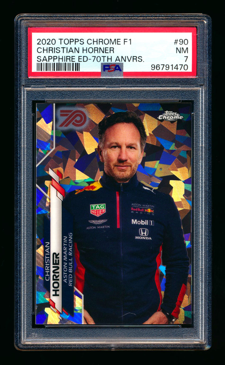 2020 Topps Chrome Sapphire F1 #90 Christian Horner RC 70th Silver Refractor #60/70 PSA 7