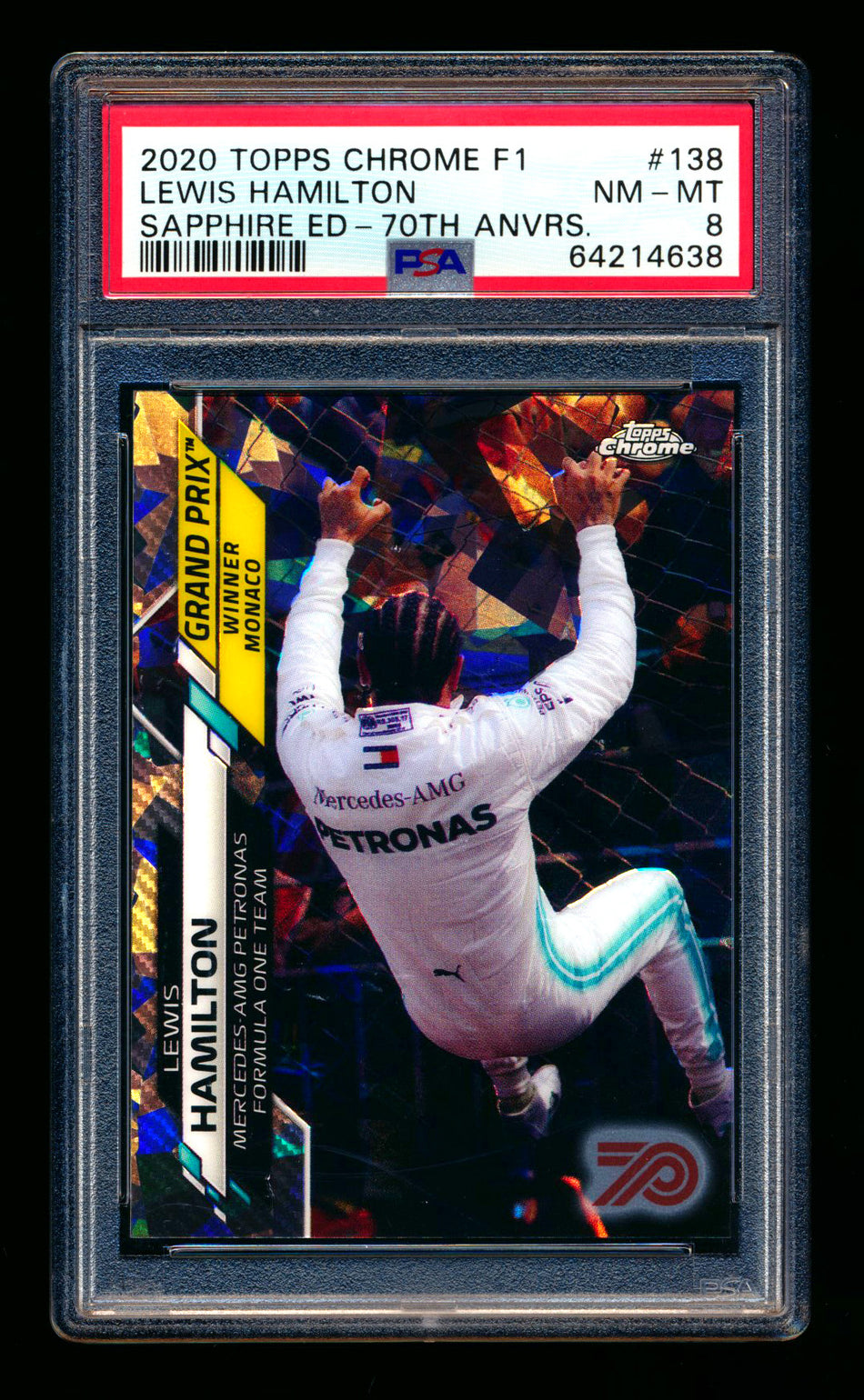 2020 Topps Chrome Sapphire F1 #138 Lewis Hamilton RC 70th Silver Refractor #69/70 PSA 8 ** (SOLD - $89.00 - 12/27/2024) **