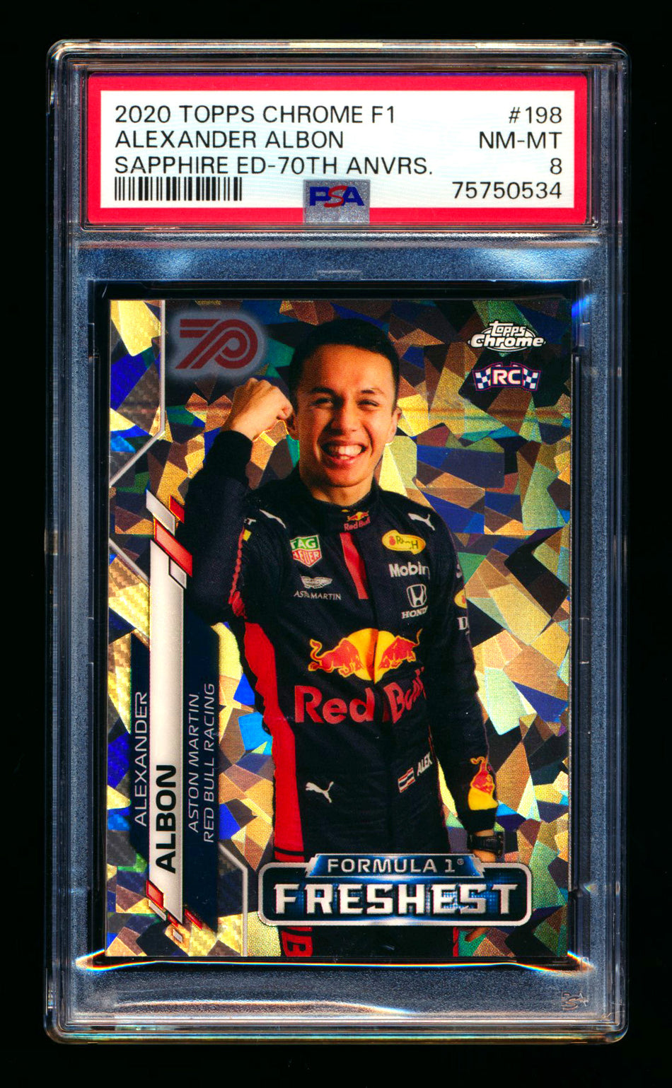 2020 Topps Chrome Sapphire F1 #198 Alexander Albon RC 70th Silver Refractor #49/70 PSA 8 ** (SOLD - $55.00 - 1/17/2025) **