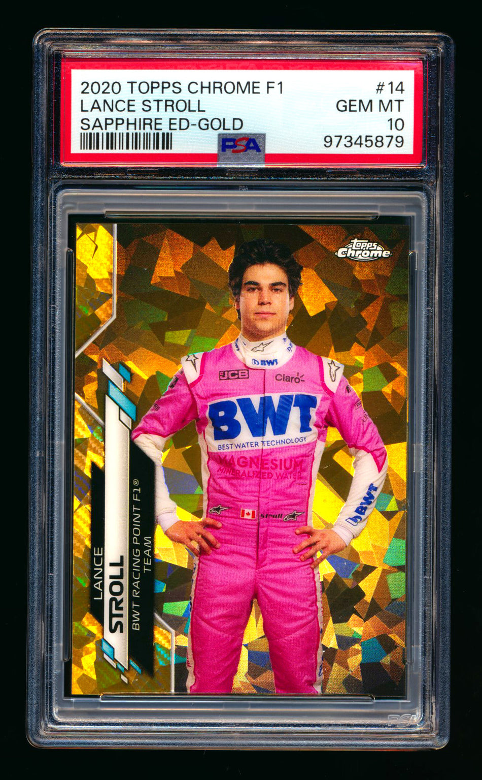 2020 Topps Chrome Sapphire F1 #14 Lance Stroll RC Gold Refractor Portrait #26/50 PSA 10 ** (SOLD - $399.00 - 12/28/2024) **