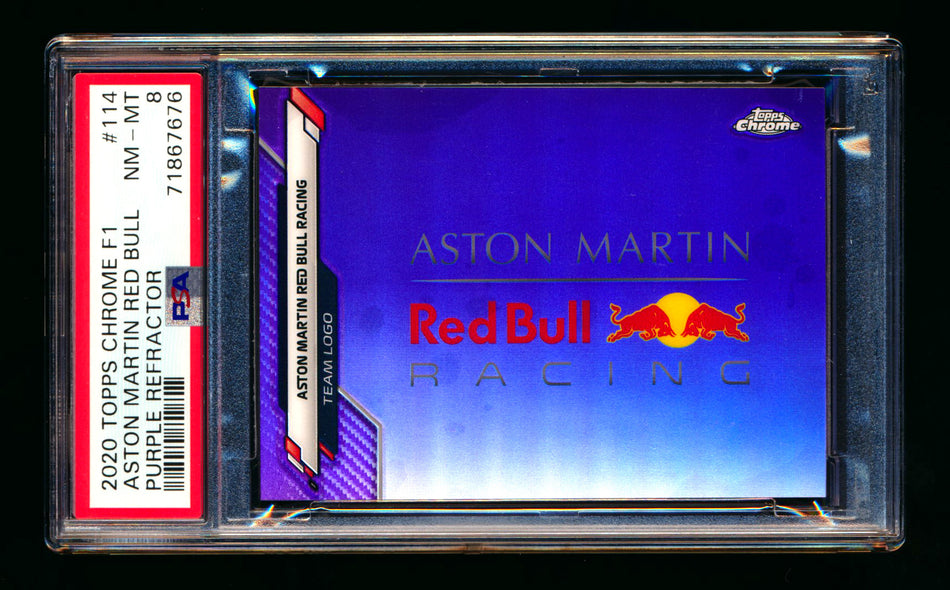 2020 Topps Chrome F1 #114 Aston Martin Red Bull Team Logo RC Purple Refractor #316/399 PSA 8 ** (SOLD eBay - $45.00 - 3/16/2025) **