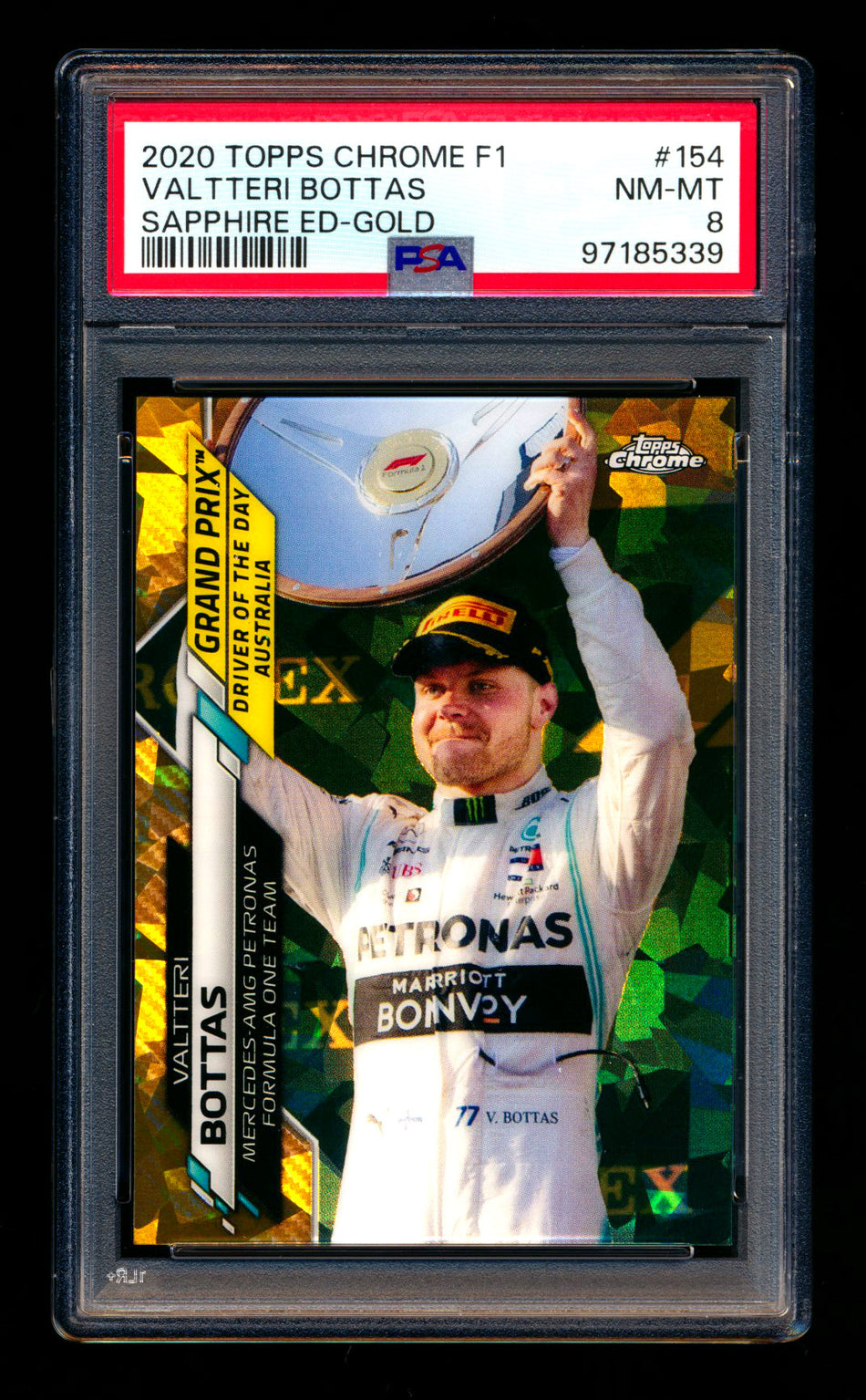 2020 Topps Chrome Sapphire F1 #154 Valtteri Bottas RC Gold Refractor #42/50 PSA 8 ** (SOLD eBay - $39.00 - 1/6/2025) **