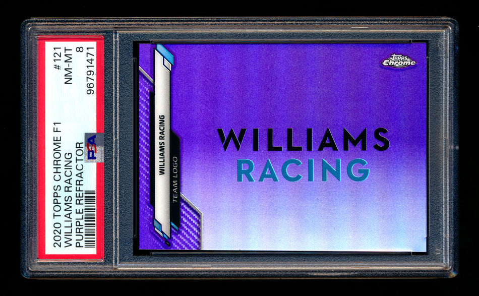 2020 Topps Chrome F1 #121 Williams Racing Team Logo RC Purple Refractor #101/399 PSA 8 ** (SOLD Card Show - $25.00 - 2/16/2025) **