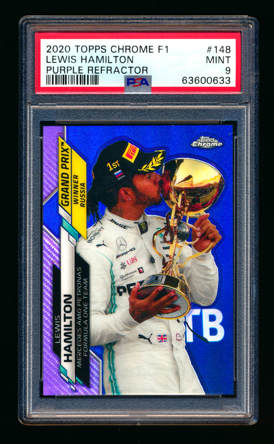 2020 Topps Chrome F1 #148 Lewis Hamilton RC Purple Refractor #103/399 PSA 9