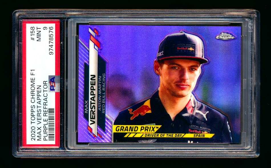 2020 Topps Chrome F1 #158 Max Verstappen RC Purple Refractor #178/399 PSA 9