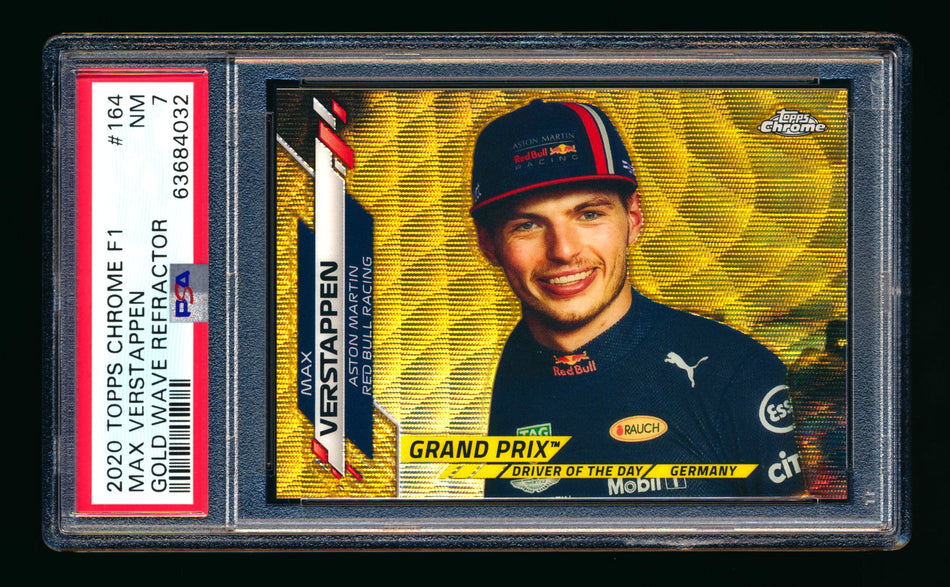 2020 Topps Chrome F1 #164 Max Verstappen RC Gold Wave Refractor #17/50 PSA 7