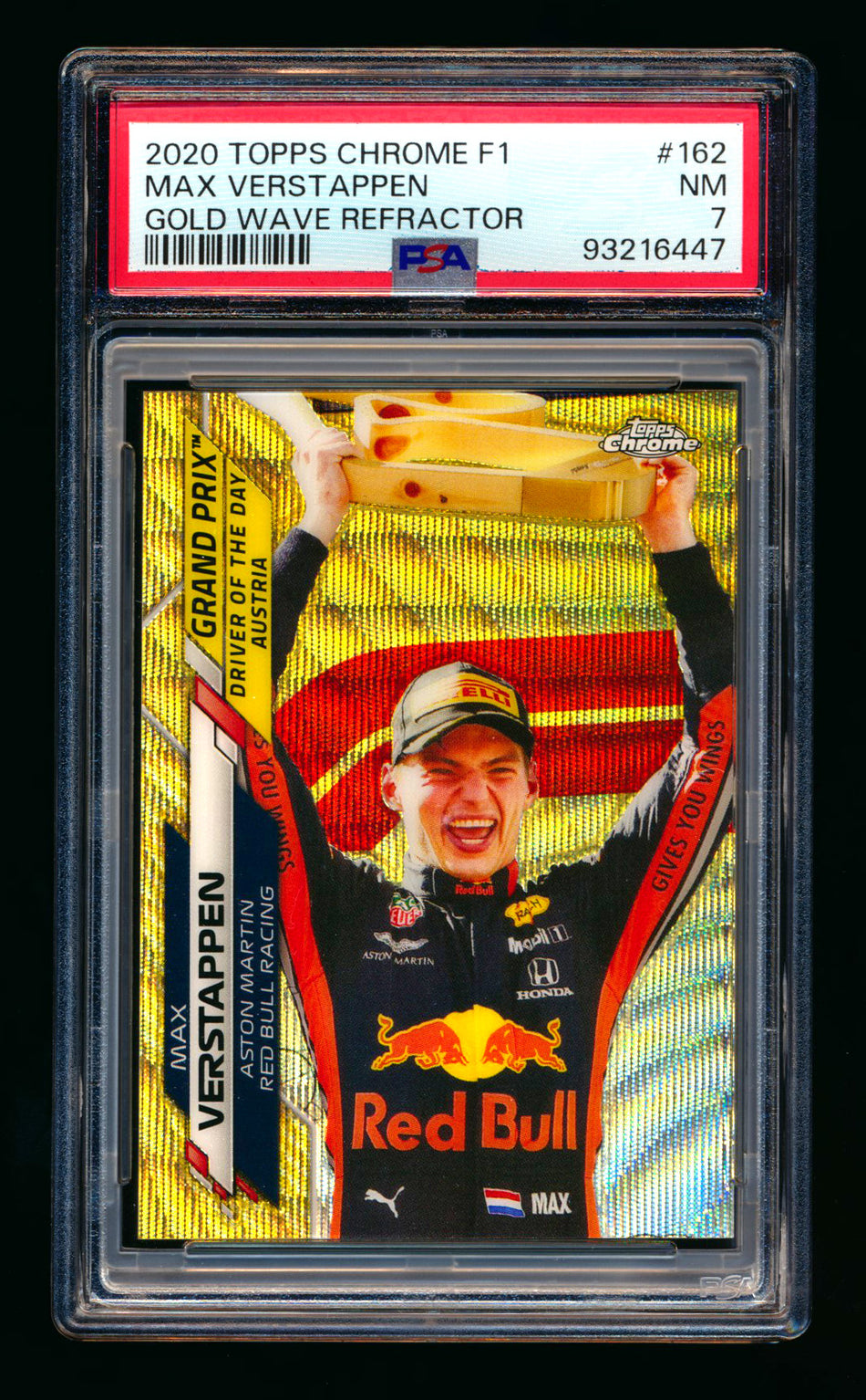 2020 Topps Chrome F1 #162 Max Verstappen RC Gold Wave Refractor #15/50 PSA 7