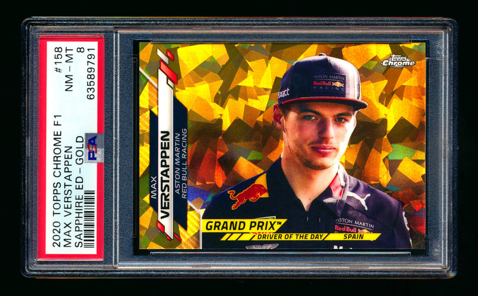 2020 Topps Chrome Sapphire F1 #158 Max Verstappen RC Gold Refractor #03/50 PSA 8