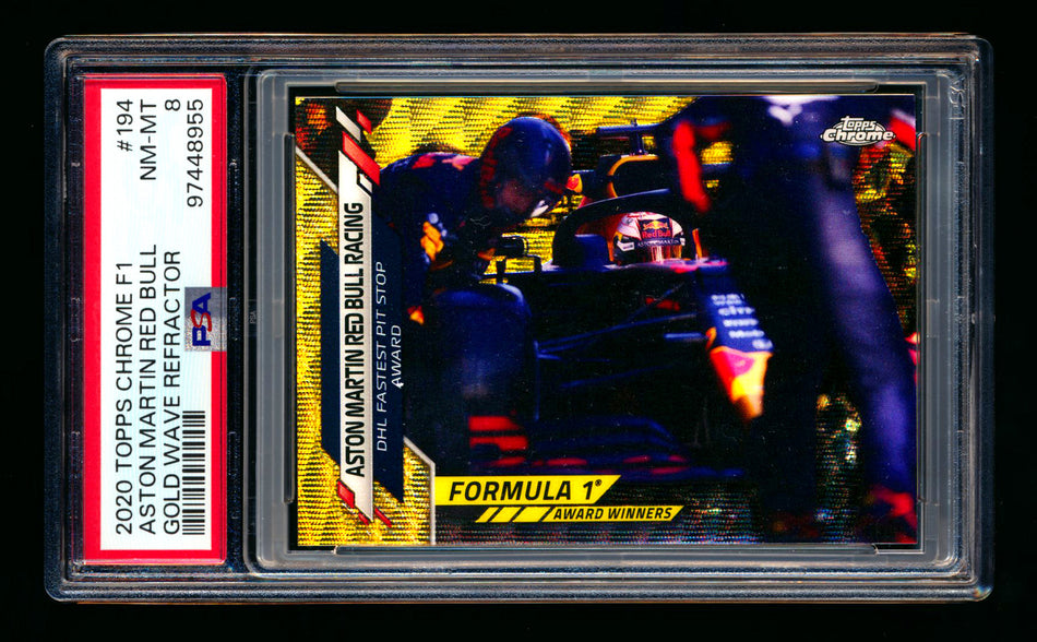 2020 Topps Chrome F1 #194 Aston Martin Red Bull RC Gold Wave Refractor #37/50 PSA 8 ** (SOLD - $40.00 - 12/30/2024) **