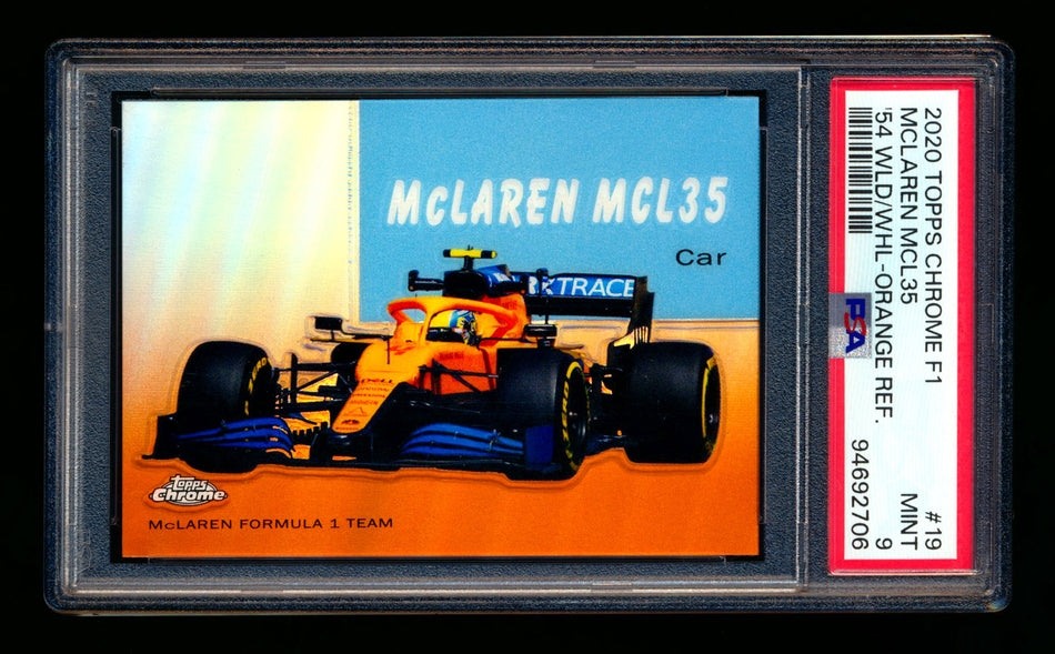 2020 Topps Chrome F1 1954 World on Wheels #54W-19 Mclaren MCL35 RC Orange Refractor #25/25 PSA 9 (Last Number!) ** (SOLD - $159.00 - 12/27/2024) **