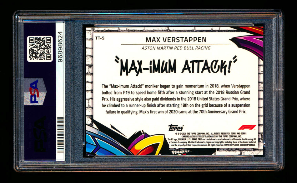 2020 Topps Chrome F1 Track Tags #TT-5 Max "MAX-imum Attack!" Verstappen RC Refractor PSA 10 ** (SOLD eBay - $85.00 - 1/5/2025) **