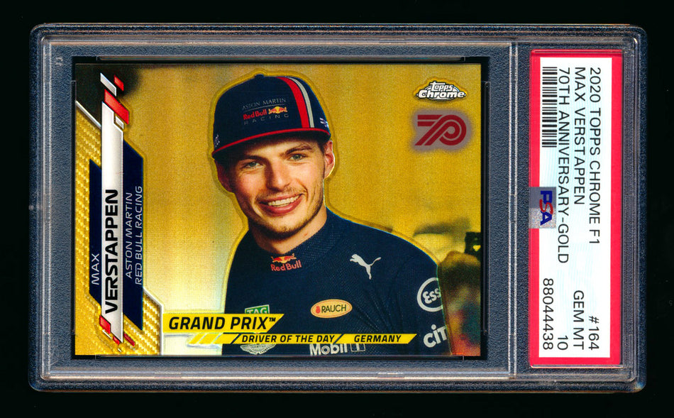 2020 Topps Chrome F1 #164 Max Verstappen RC 70th Anniversary Gold Refractor PSA 10