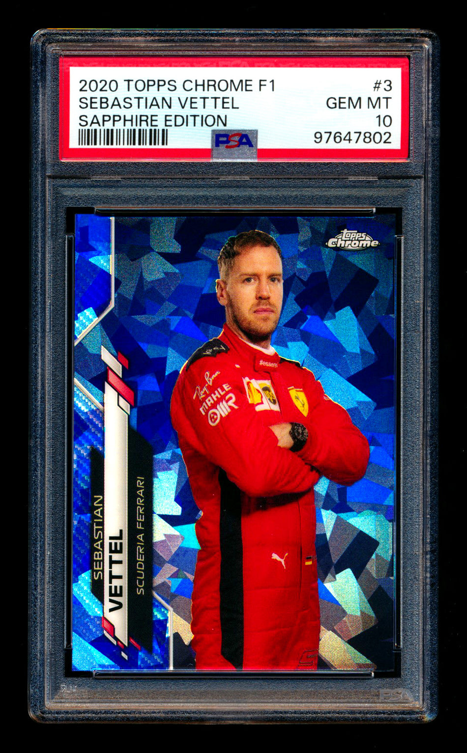 2020 Topps Chrome Sapphire F1 #3 Sebastian Vettel RC Refractor Portrait PSA 10 ** (SOLD - $69.00 - 12/24/2024) **