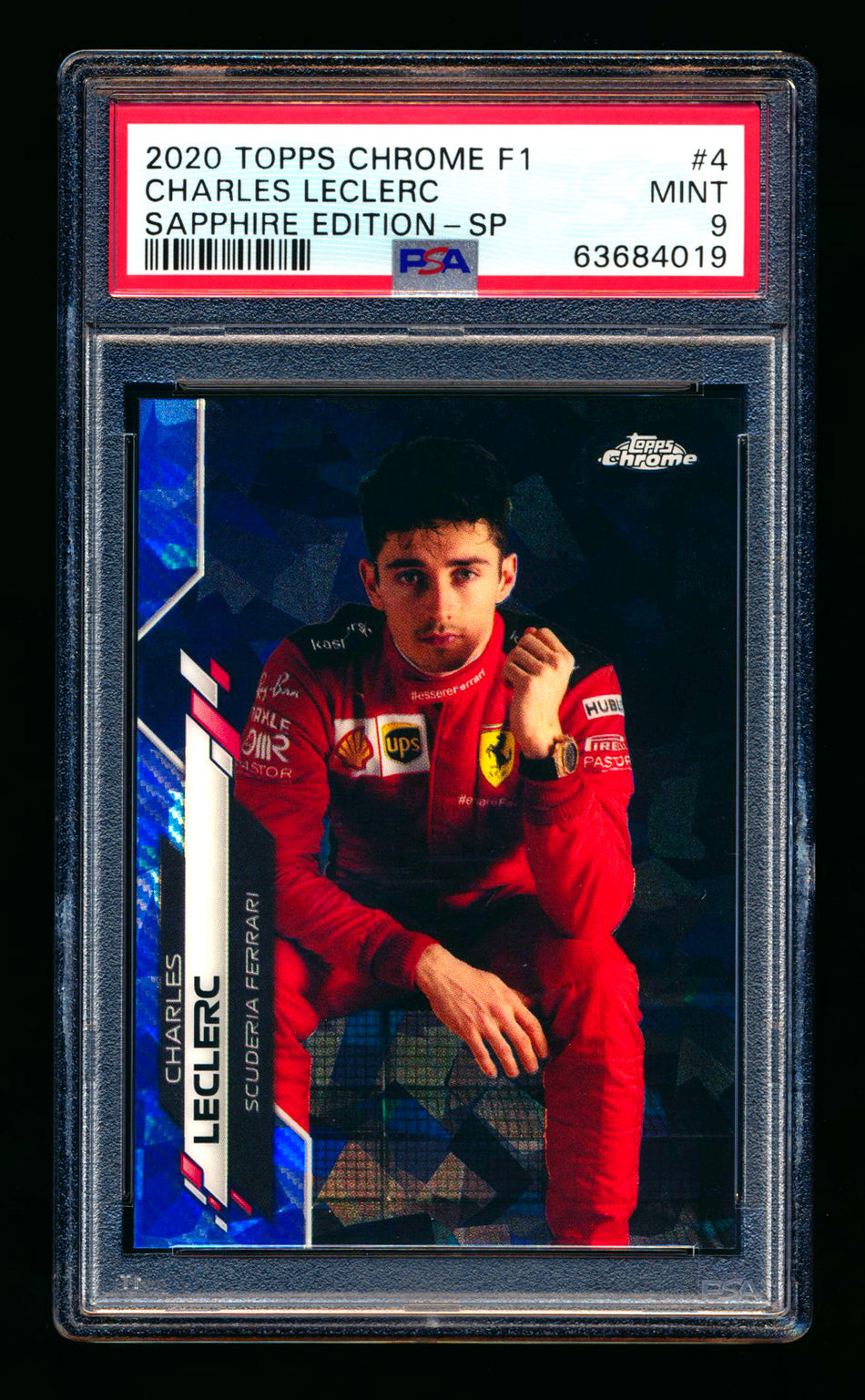 2020 Topps Chrome Sapphire F1 #4 Charles Leclerc RC Refractor Image Variation SP PSA 9 ** (SOLD eBay - $119.00 - 4/27/2025) **