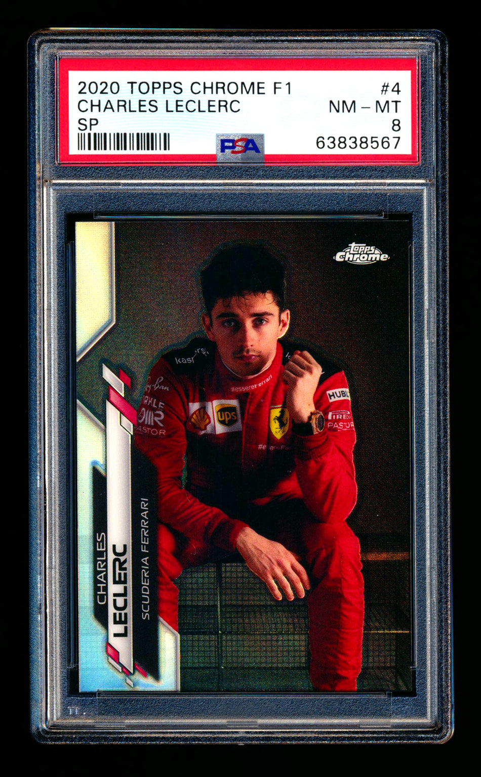 2020 Topps Chrome F1 #4 Charles Leclerc RC Refractor Image Variation SP PSA 8