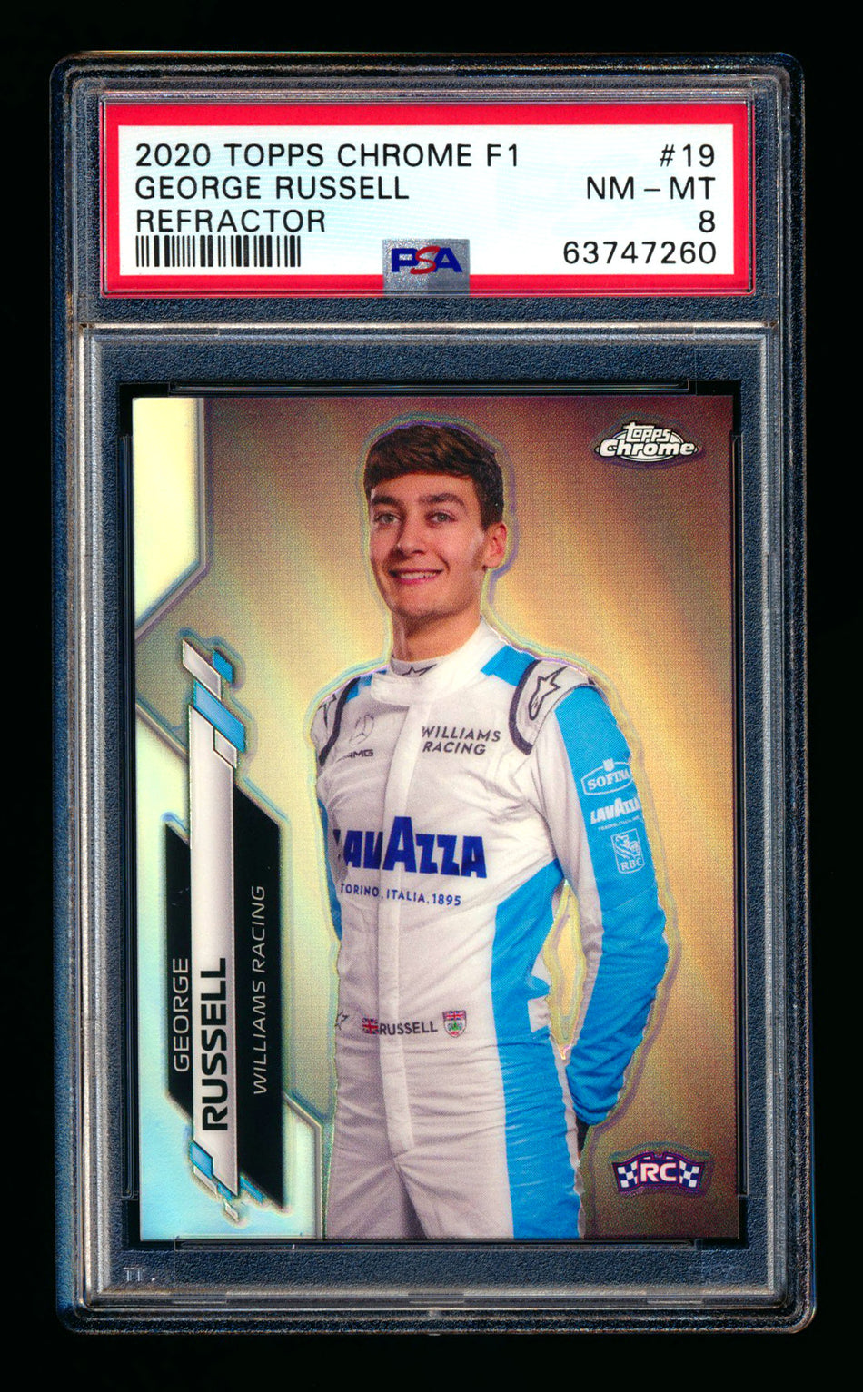 2020 Topps Chrome F1 #19 George Russell RC Refractor Portrait PSA 8