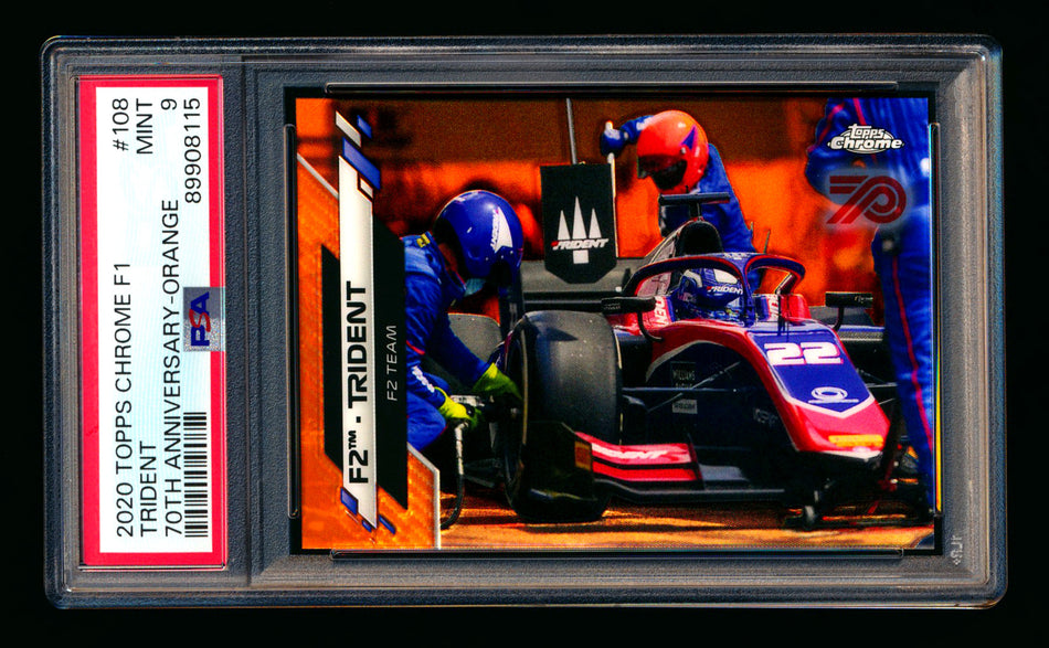 2020 Topps Chrome F1 #108 Trident RC 70th Anniversary Orange Refractor PSA 9