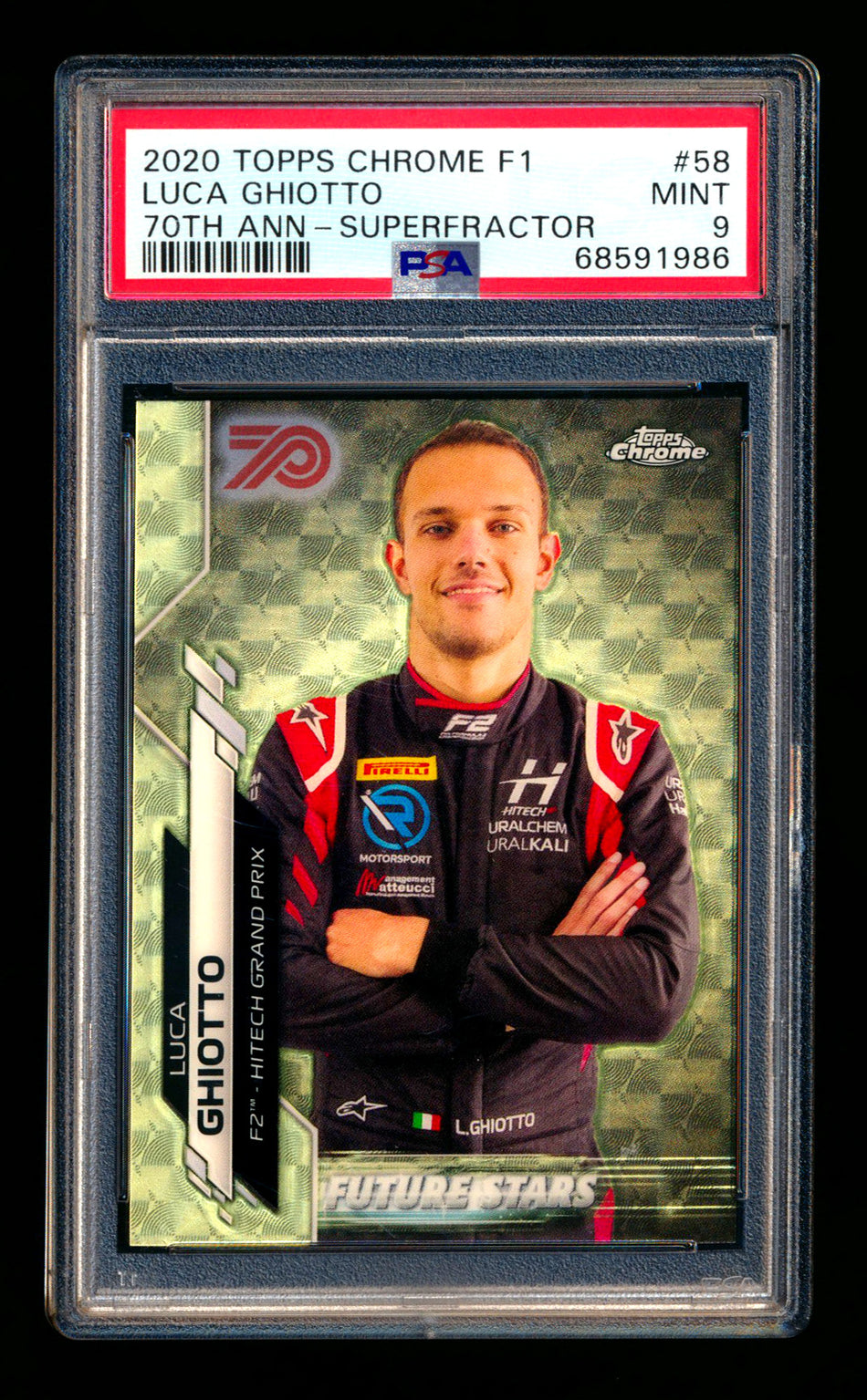 2020 Topps Chrome F1 #58 Luca Ghiotto RC 70th Anniversary Superfractor PSA 9 - POP 1!